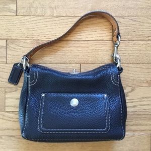 Coach all leather handbag black tan